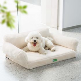 MEWOOFUN Orthopedic Dog Bed For Small Or Medium Dogs - 34.6 Inches Egg Foam Sofa With Removable Washable Cover & Non-Slip Bottom, Large, Beige (Option: QCP126)