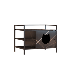 Cat Litter Box Furniture Hidden Litterbox Enclosures (Option: Antique Black)