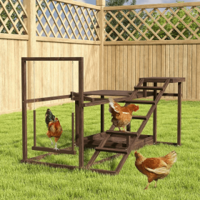 Wooden Chicken Activity Play Set With Perch, Swing, Ladder, Platforms, Feeder Storage, Coffee (Color: coffee)