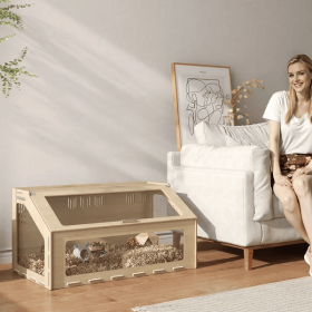 39 Inch Hamster Cage Habitat With Acrylic Window & Openable Top For  Hamster (Option: Wood)